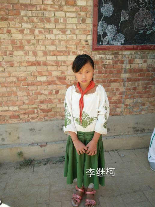 贫困儿童 李继柯,女孩,2007年4月出生,在砖庙镇李庙小学上三年级
