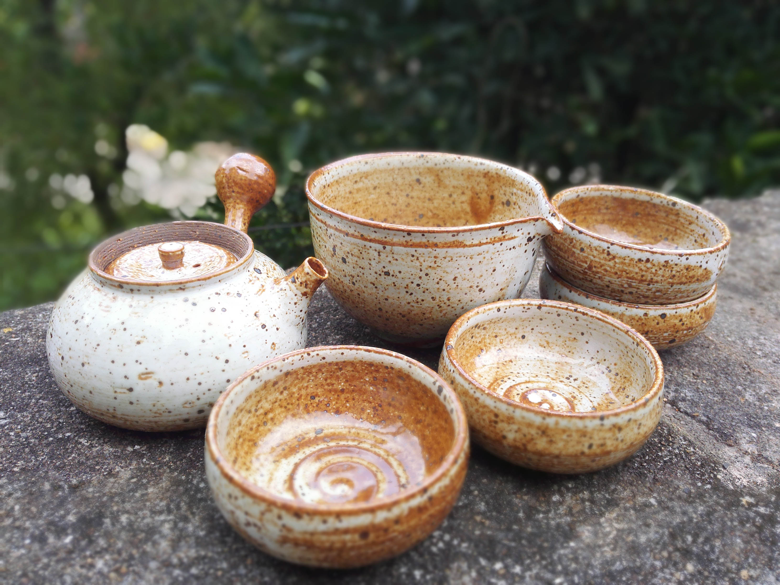 粗陶侧把功夫茶具